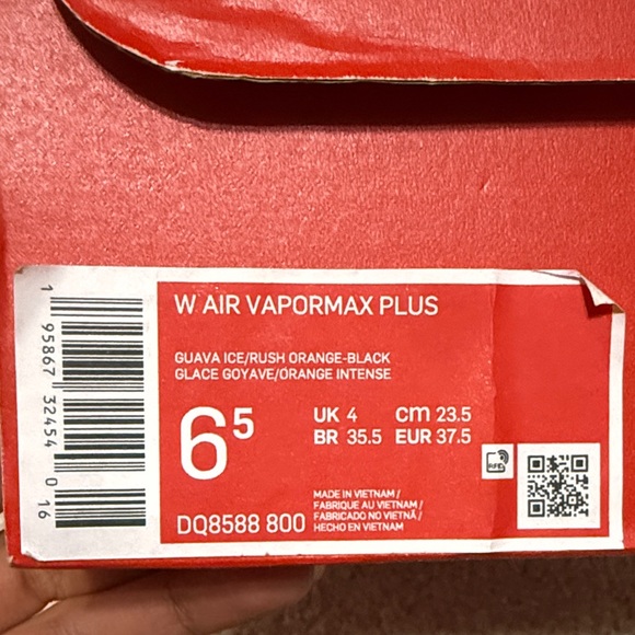 Nike Orange and White VaporMax Plus Sneakers